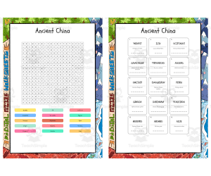 Ancient China word search, scramble and crossword puzzle