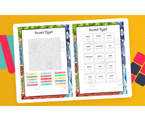 Ancient Egypt word search, scramble and crossword
