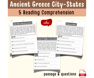 Ancient Greece City-States Reading Passage & Question Worksheet | Soci