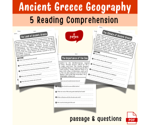 Ancient Greece Geography Reading Passage & Question Worksheet | Social