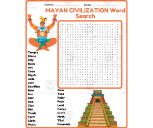 ANCIENT MAYAN CIVILIZATION Word Search Puzzle Worksheet Activity