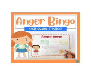 Anger and Calming Strategies Bingo Board