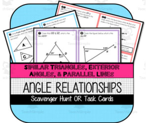 Angle Relationships in Sim. Triangles, Ext. Angles, & Parallel Lines TASK CARDS