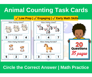 Animal Counting Task Cards | Circle the Answer Math Activity