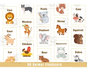 Animal Flashcard for toddler, Easy printing and cut out