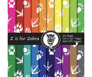 Animal Foot Prints Digital Paper Pack 3