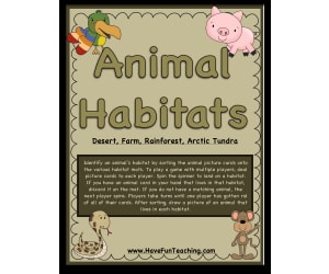 Animal Habitats Desert, Farm, Rainforest, Arctic Tundra Sort Activity