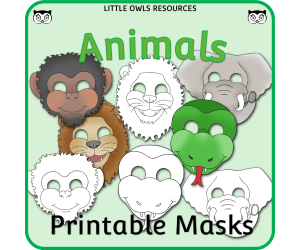 Animal Masks - Full-Color and Coloring versions included