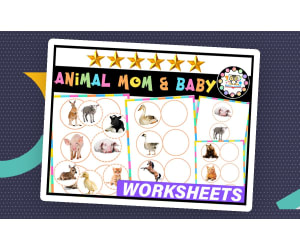 Animal Mom and Baby Matching  Worksheet Vocabulary
