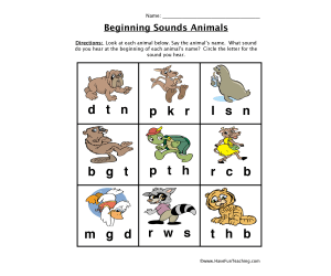 Animal Pictures Beginning Sounds Worksheet