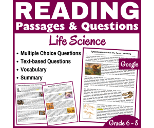 Animal Skin, Cats, & T. Rex: Reading Comprehension passages (Docs)