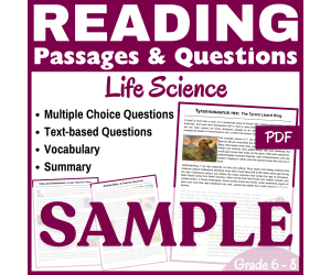 Animal Skin, Cats, & T. Rex: SAMPLE Reading passage (PDF)