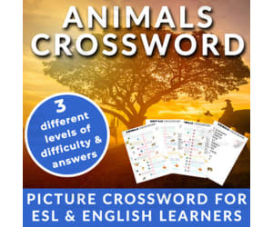 Animals Picture Crossword | No Prep English & ESL Vocabulary Lesson