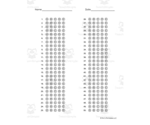 Answer Sheet Templates