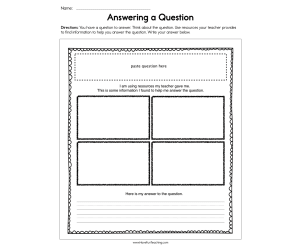 Answering a Question Worksheet