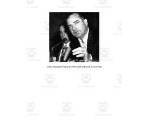 Anti-Communist Frenzy in 1950s (McCarthyism) Lesson Plan