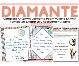 Antonym Diamante Poem Example,  Lesson Plan, Templates, Poetry Writing