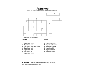 Antonyms Crossword Puzzle