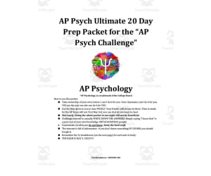 AP Psych Ultimate 20 Day Prep Packet for the “AP Psych Challenge”