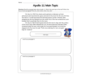 Apollo 11 Main Topic Worksheet