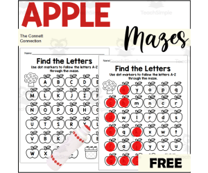 Apple Alphabet Maze Freebie