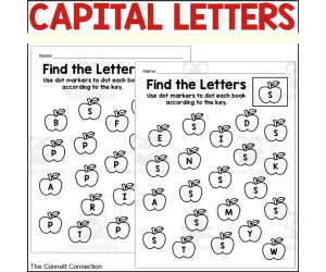 Apple Find a Letter Alphabet Worksheets for Capital Letters