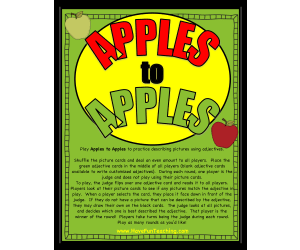 Apples to Apples Adjectives Activity