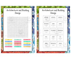 Architecture and Building Design word search, scramble and crossword p