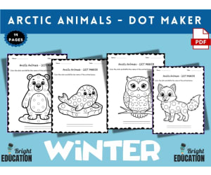 Arctic Animals - Winter DOT MAKER Coloring Sheets