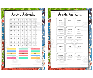 Arctic Animals word search, scramble and crossword