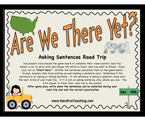 Are We There Yet Asking Sentences Activity