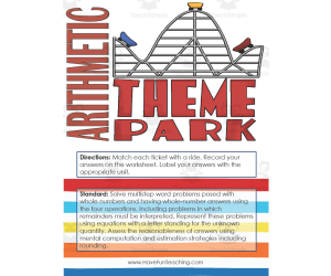 Arithmetic Theme Park Word Problem Activity