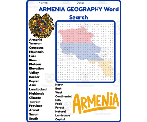 ARMENIA GEOGRAPHY Word Search Puzzle Worksheet Activity