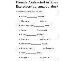 article contracté in french exercises with answers