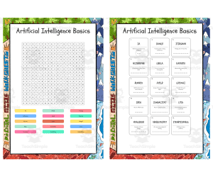 Artificial Intelligence Basics word search, scramble and crossword puz