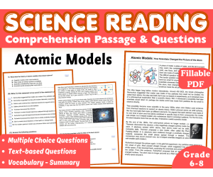 Atomic Models: Physical Science Reading Comprehension (Fillable PDF)