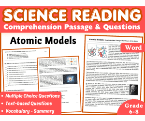 Atomic Models: Physical Science Reading Comprehension Passage (Word)