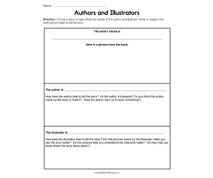 Author and Illustrators Worksheet