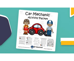 Auto and Car Mechanic Activity Packet and Worksheets