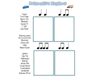 Automotive Rhythms (Printable Worksheet)