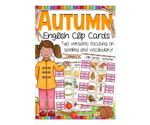 Autumn English Clip Cards for Spelling & Vocabulary