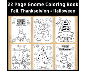 Autumn Gnomes Coloring Book | Holiday Coloring Pages