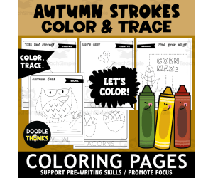 Autumn Tracing and Coloring Pages | Kinder through 3rd Activity