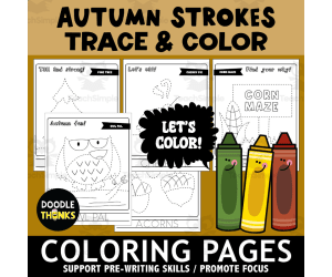 Autumn Tracing and Coloring Pages | Kinder through 3rd Activity