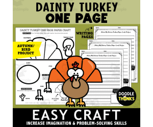 Autumn Turkey Paper Craft One Page Low Prep fot K - 3rd