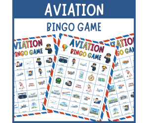 Aviation airport airplane pilot flight Bingo game vocabulary activity