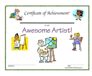 Awesome Artist Reward Certificate