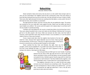 Babysitting - Reading Comprehension Worksheet
