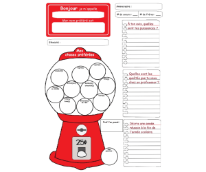 Back to School - All About me - Gumball Activity ( French Version )