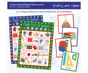 Back to School Bingo & Memory Game, First Day of School Game